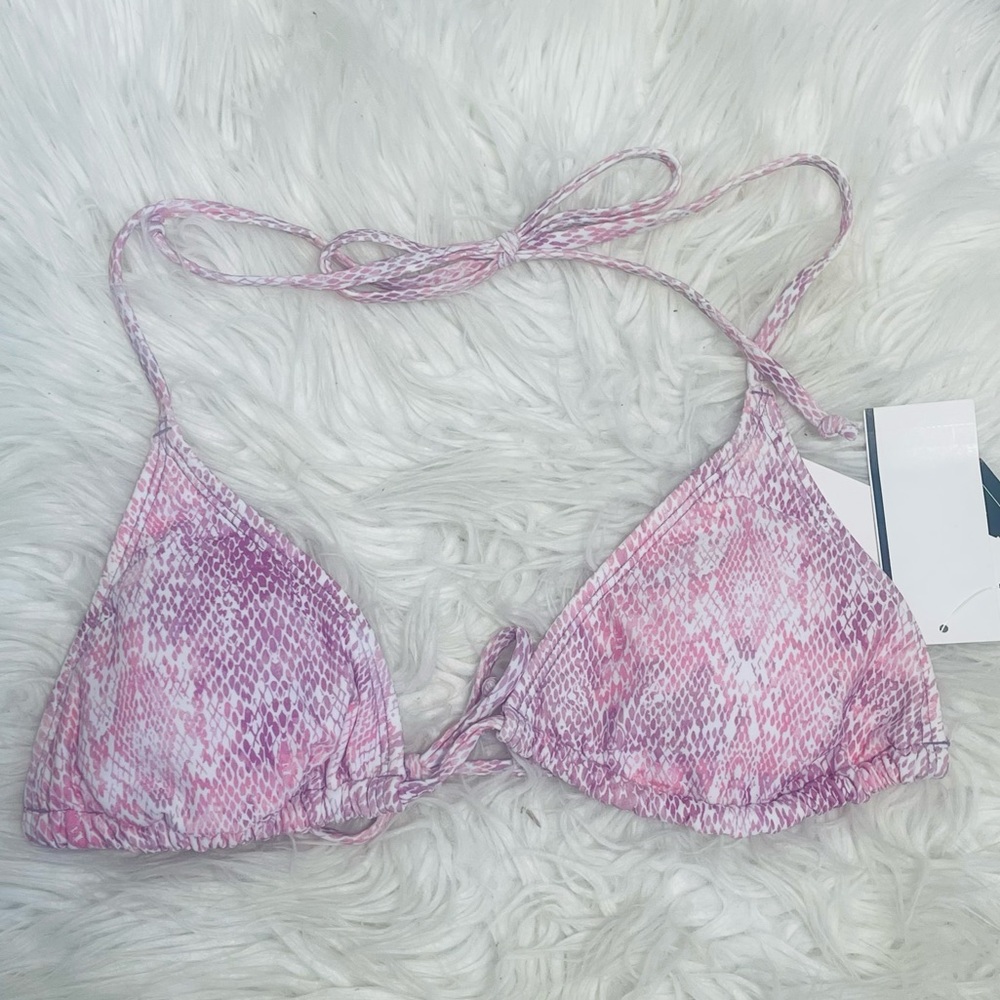 Pink Snakeskin String Bikini Top